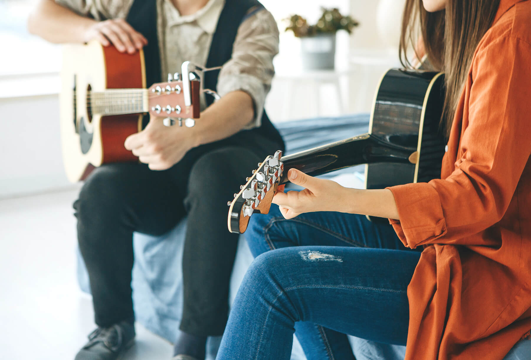 Learning,To,Play,The,Guitar.,The,Teacher,Explains,To,The